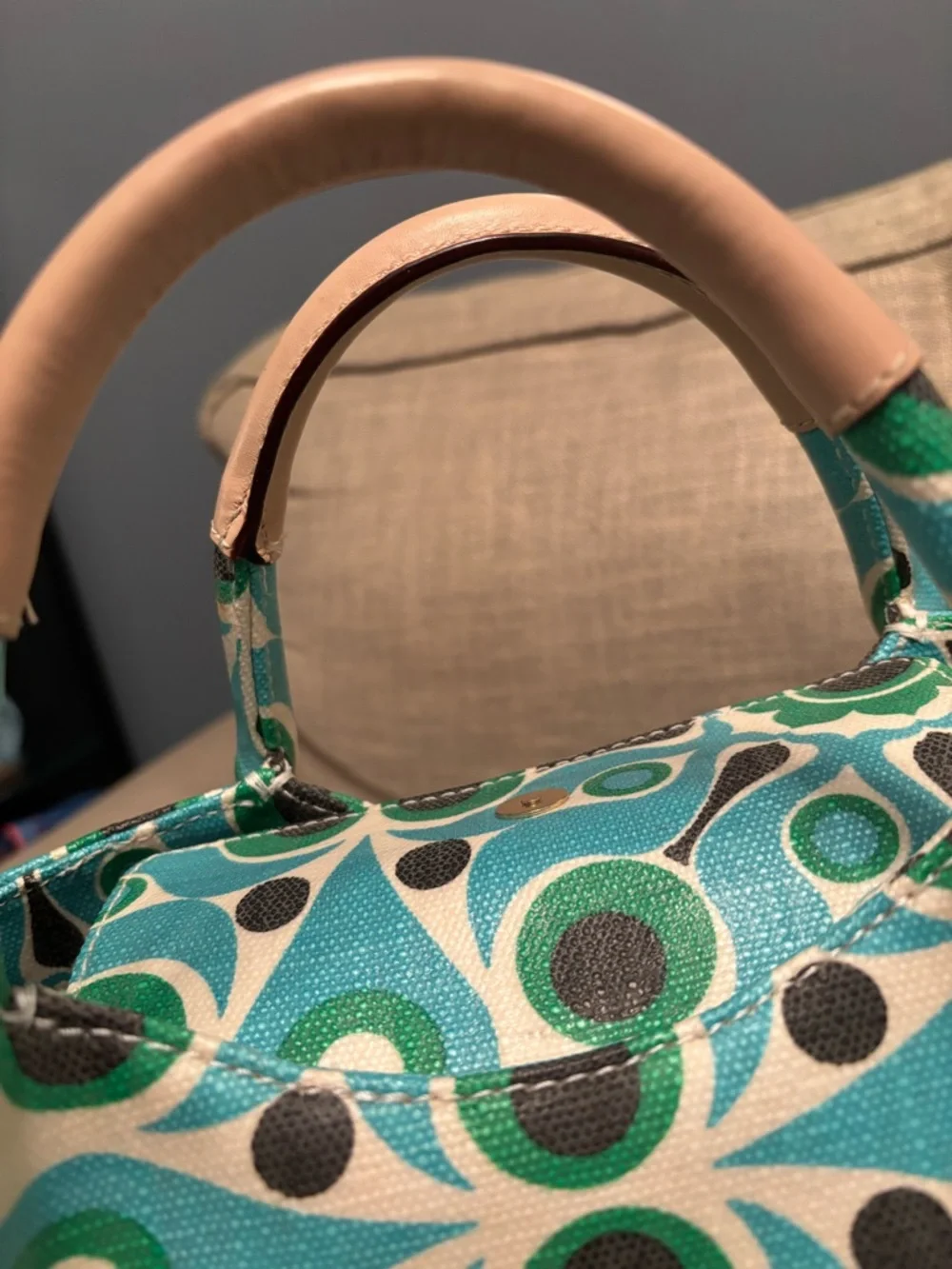 kate spade New York Green & Teal Patterned Tote Bag Y2K